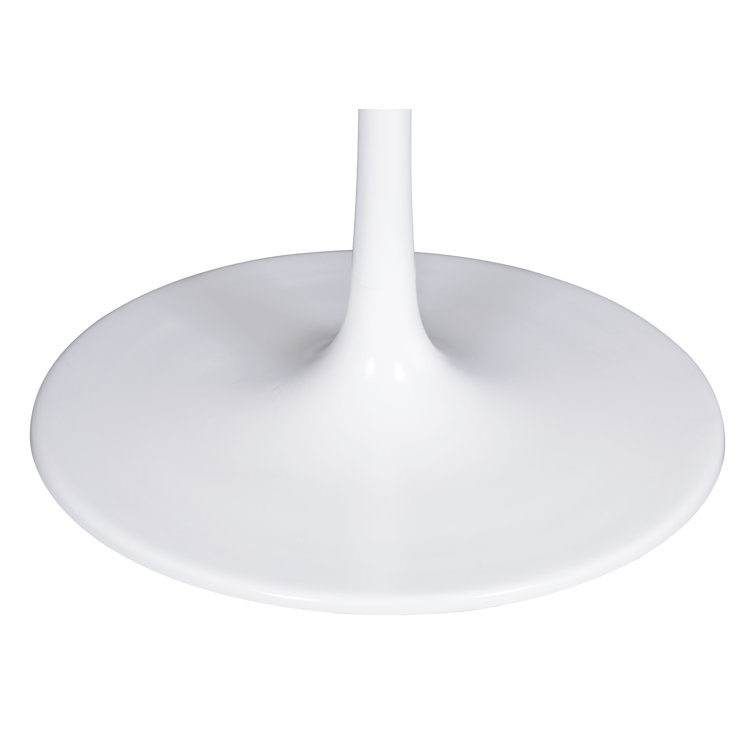 White Marble and Wood Round Dining Table