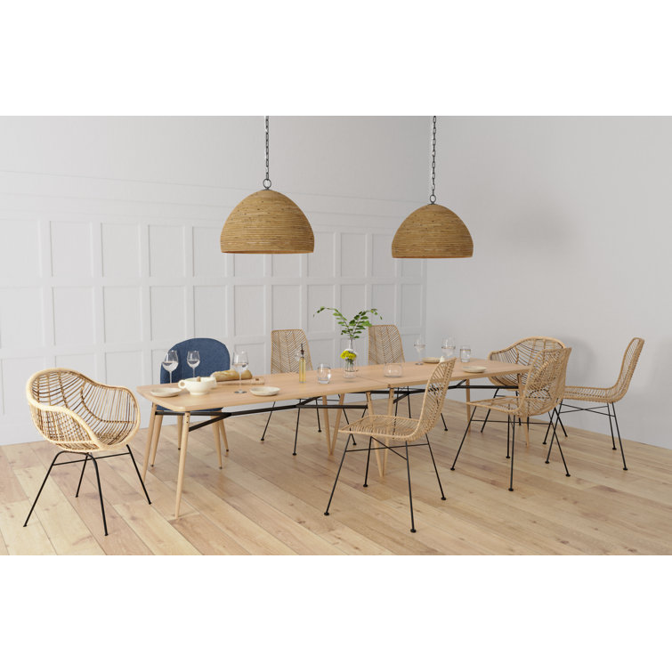 Woodleigh 20'' Brown Rattan and Bronze Dome Pendant Light