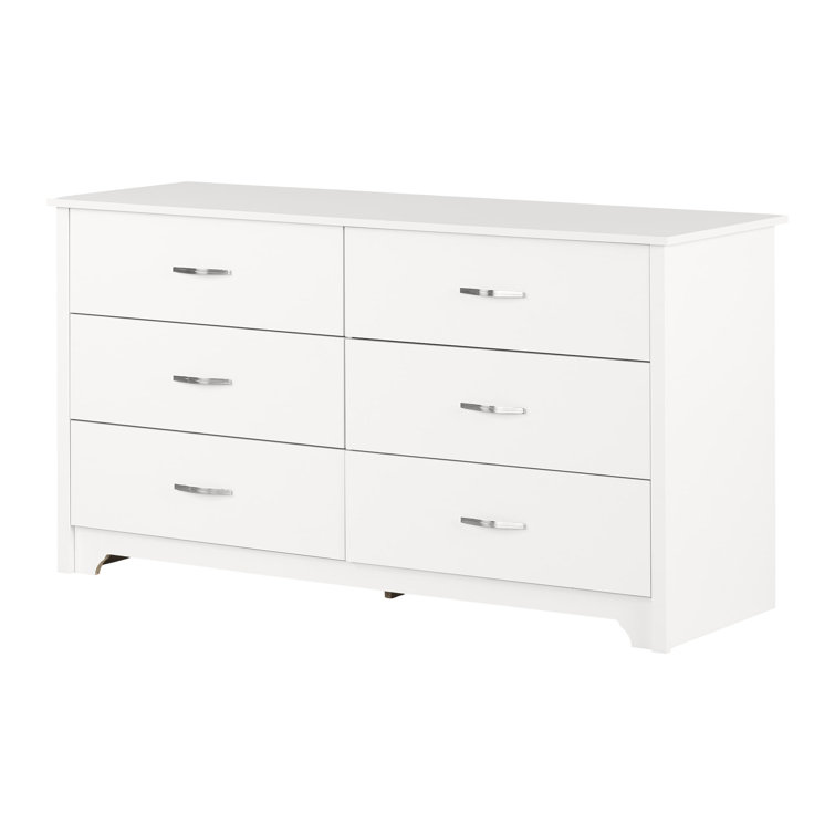 Pure White 59" Particle Board Double Chest of Drawers