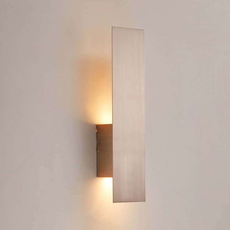 Satin Nickel Rectangular Plug-In Wall Sconce with Frosted Glass