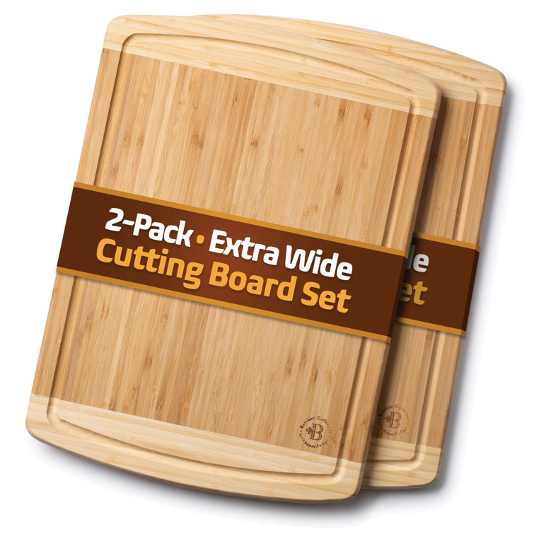 Extra Wide Bamboo Wood Cutting Board Set with Juice Groove