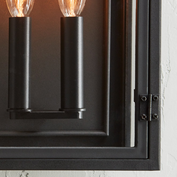 Black Aluminum 2-Light Outdoor Wall Lantern