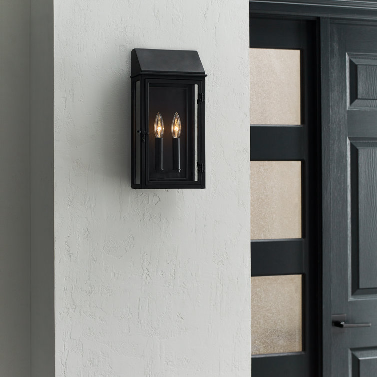 Black Aluminum 2-Light Outdoor Wall Lantern