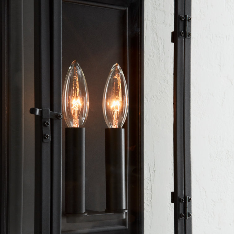 Black Aluminum 2-Light Outdoor Wall Lantern