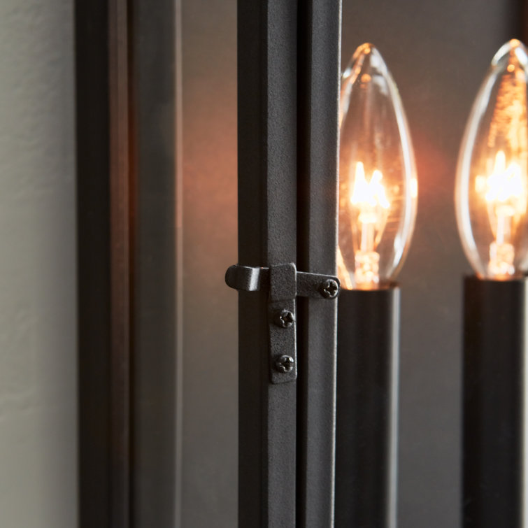 Black Aluminum 2-Light Outdoor Wall Lantern