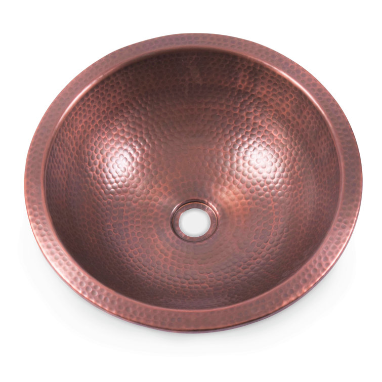 Pure Copper Hand Hammered Rotunda Drop-In Bathroom Vanity Sink 16"