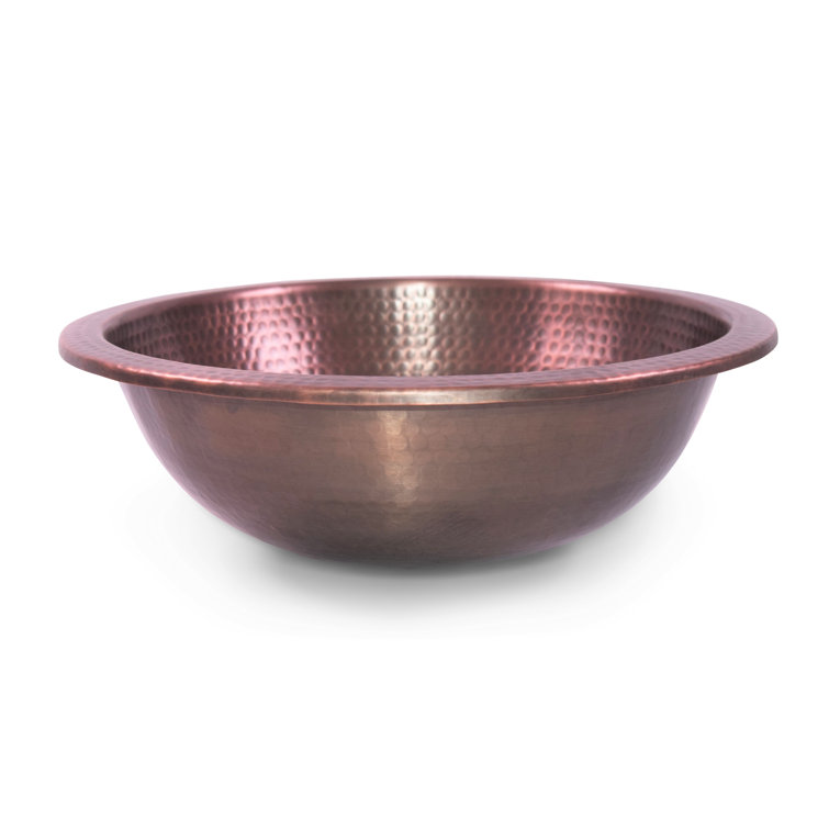 Pure Copper Hand Hammered Rotunda Drop-In Bathroom Vanity Sink 16"