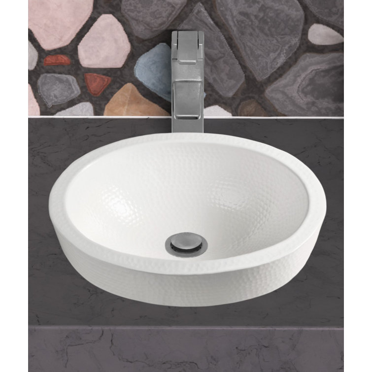 Classic White Hand Hammered Aluminum Oval Vessel Sink