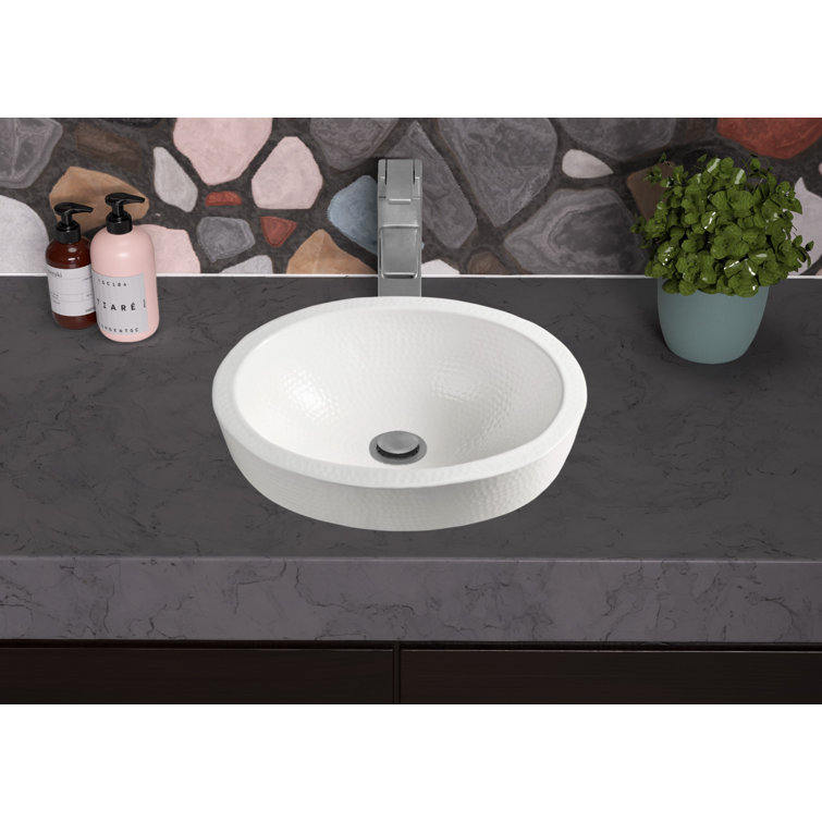 Classic White Hand Hammered Aluminum Oval Vessel Sink