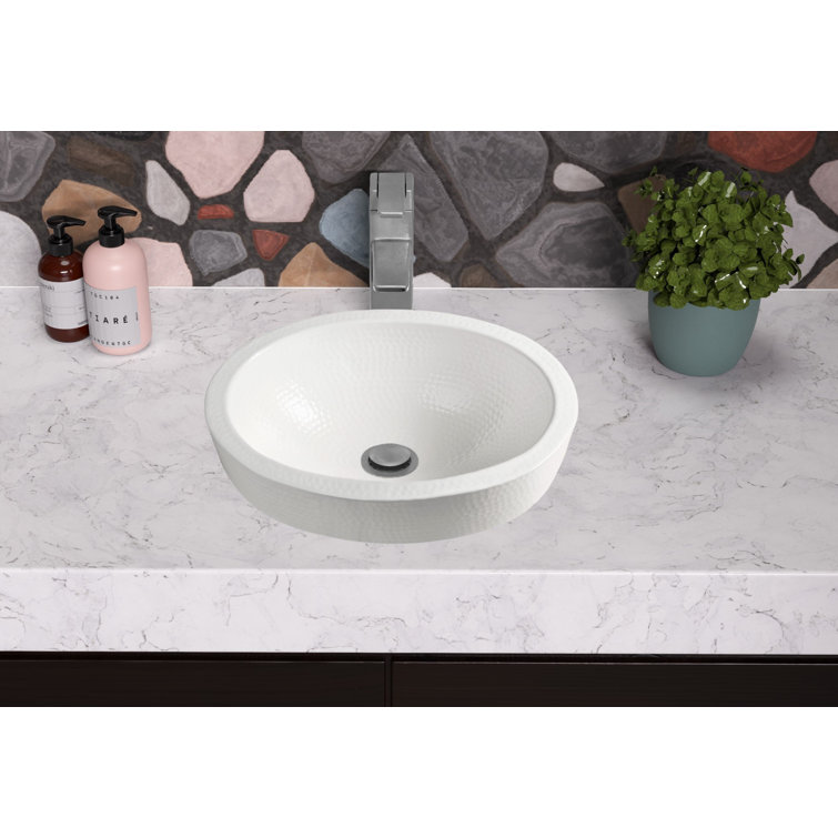 Classic White Hand Hammered Aluminum Oval Vessel Sink