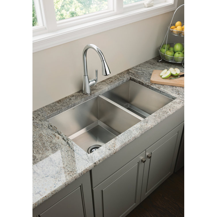 34" Stainless Steel Double Bowl Undermount Kitchen Sink