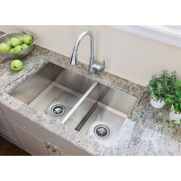 34" Stainless Steel Double Bowl Undermount Kitchen Sink