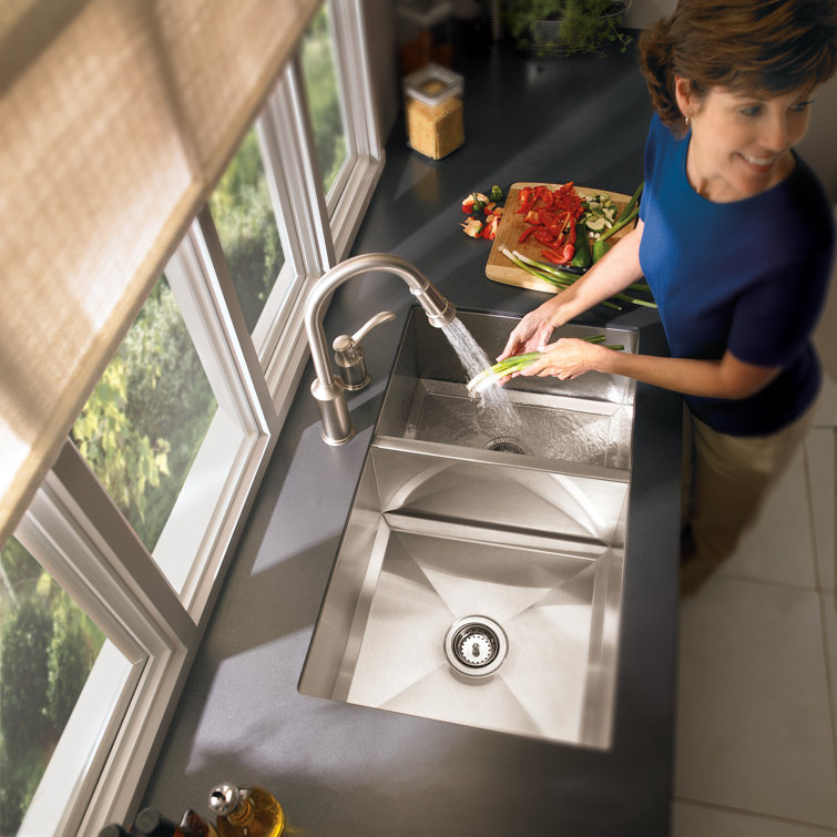 34" Stainless Steel Double Bowl Undermount Kitchen Sink