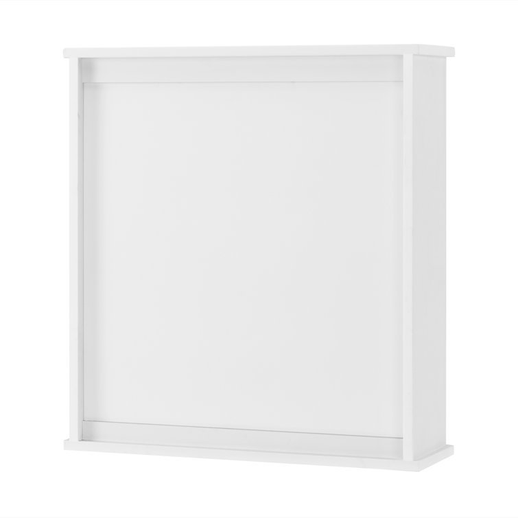 White Wood Wall Mounted Bath Storage Cabinet with Glass Doors