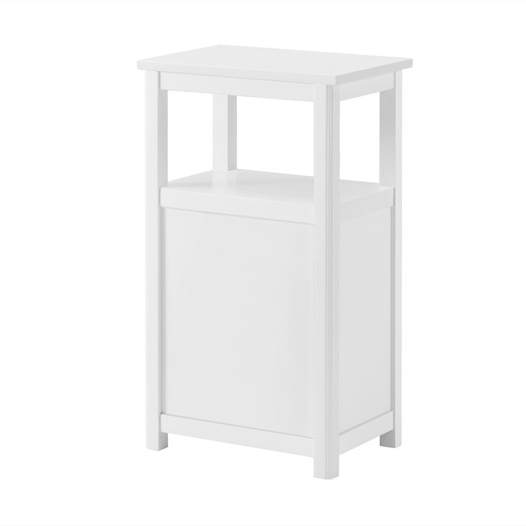 White Compact Wood Bathroom Cabinet with Adjustable Shelving