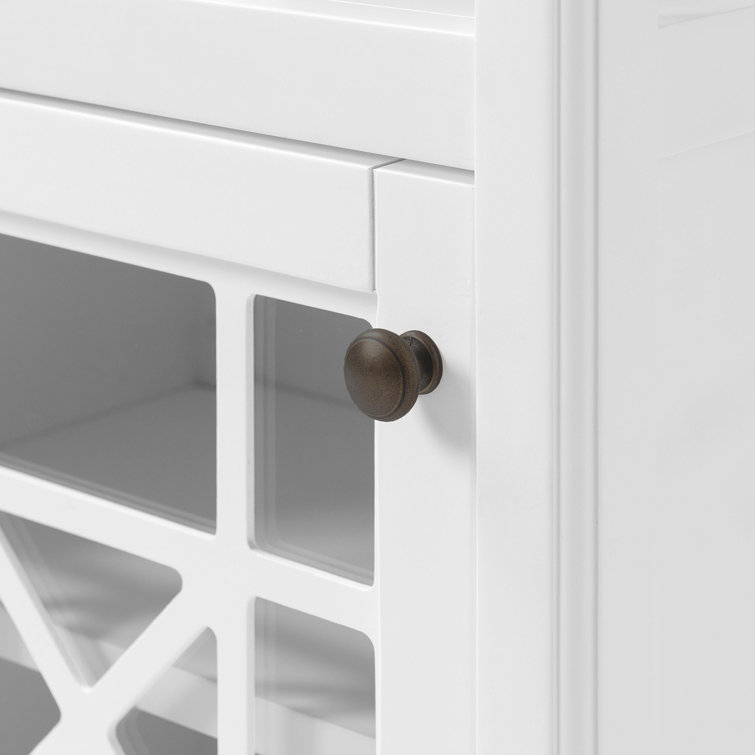 White Compact Wood Bathroom Cabinet with Adjustable Shelving