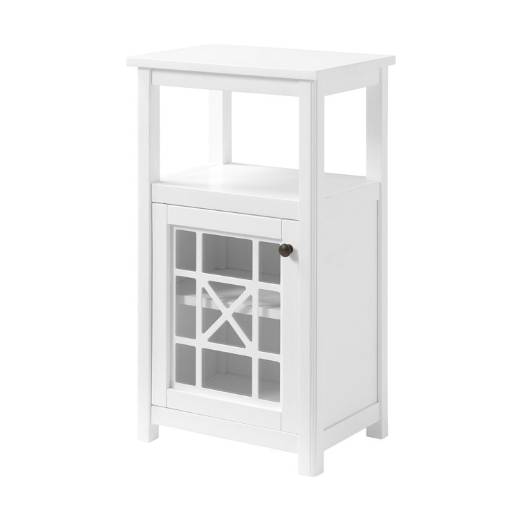 White Compact Wood Bathroom Cabinet with Adjustable Shelving