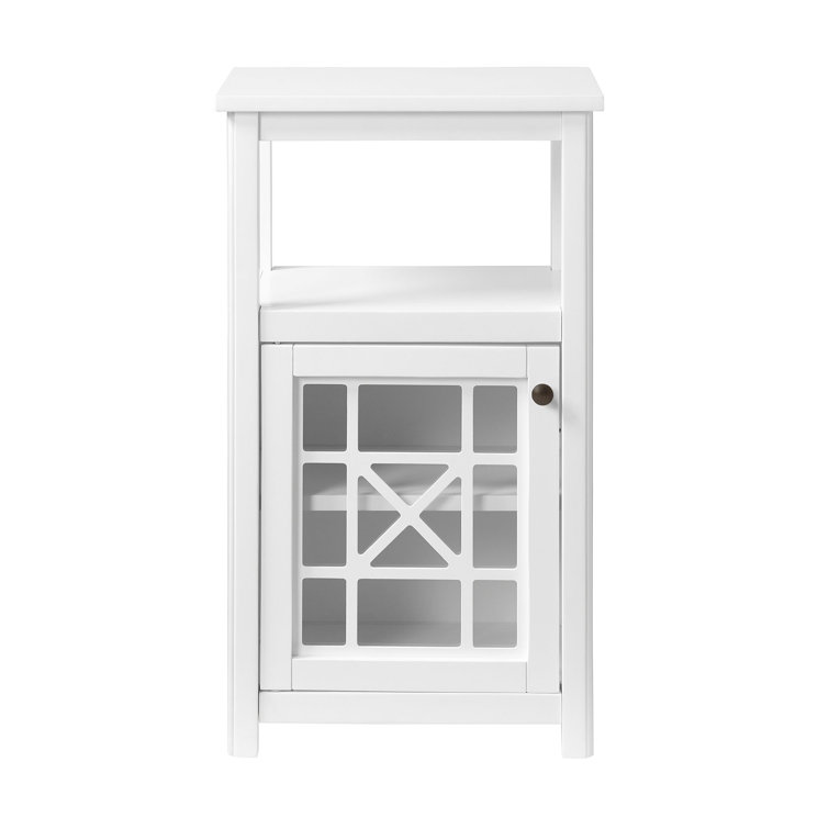 White Compact Wood Bathroom Cabinet with Adjustable Shelving
