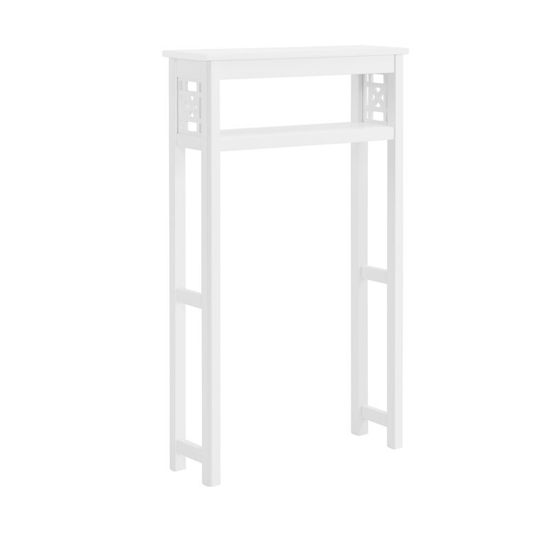 White Wood Adjustable Over-the-Toilet Storage Shelf