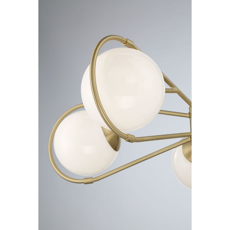 Starburst Brass Geometric Chandelier with Frosted Glass Shades