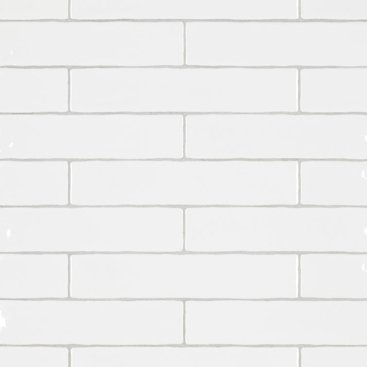 Glossy White 2" x 10" Ceramic Subway Wall Tile