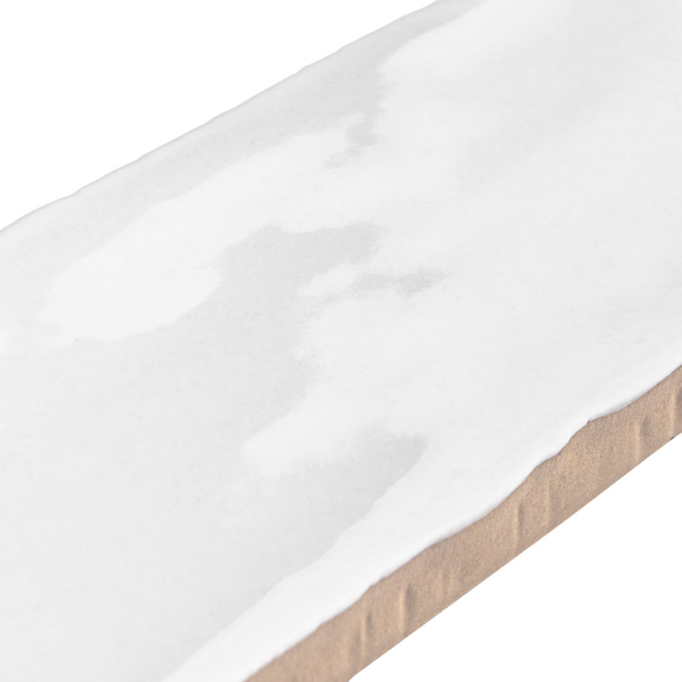 Glossy White 2" x 10" Ceramic Subway Wall Tile