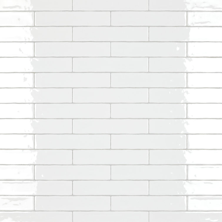 Glossy White 2" x 10" Ceramic Subway Wall Tile