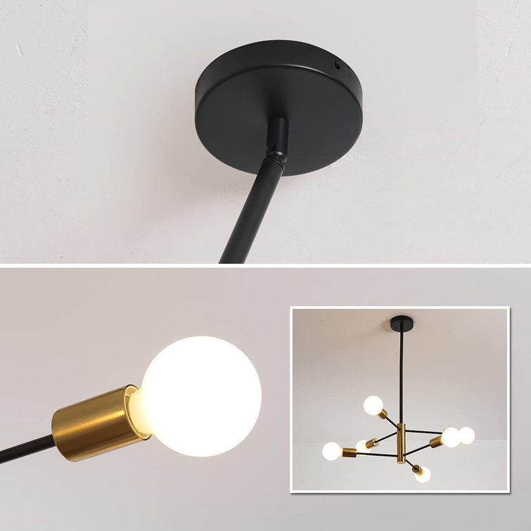 Black and Gold 6-Light Sputnik Chandelier