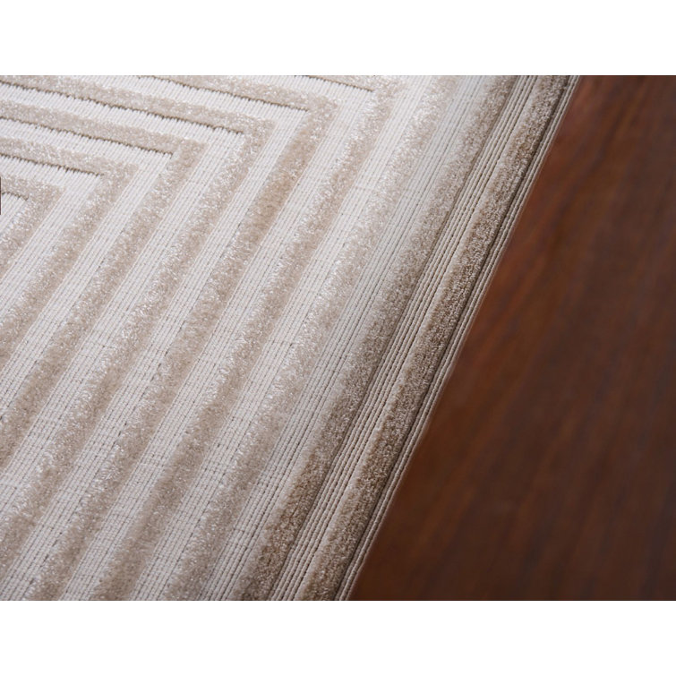 Beige Geometric 5' x 8' Synthetic Outdoor Area Rug