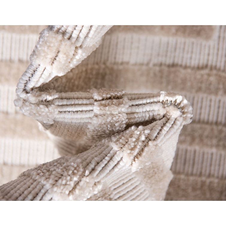 Beige Geometric 5' x 8' Synthetic Outdoor Area Rug