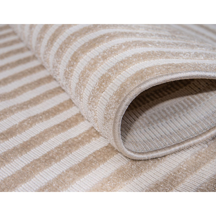 Beige Geometric 5' x 8' Synthetic Outdoor Area Rug