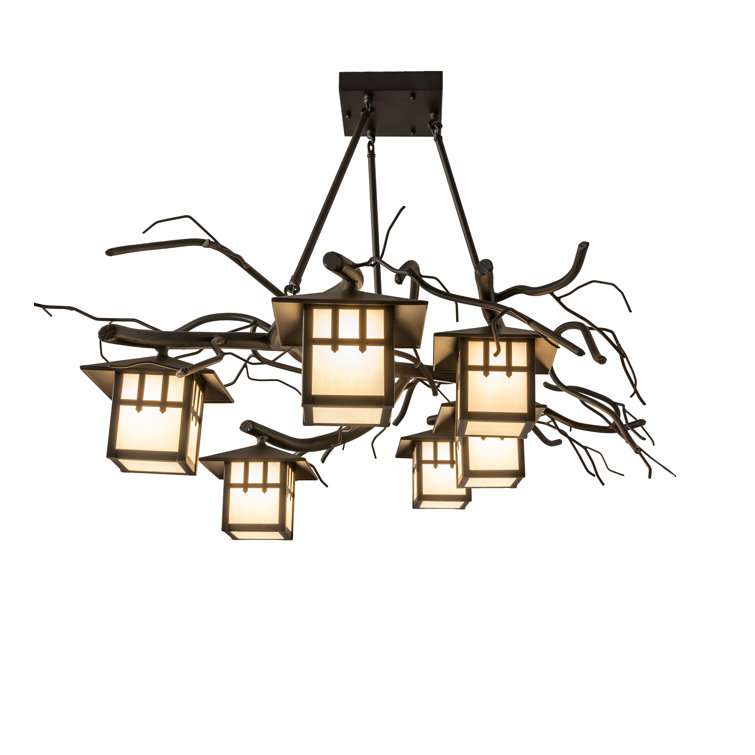 Winter Solstice Pine Branch 6-Light Oil Rubbed Bronze Chandelier