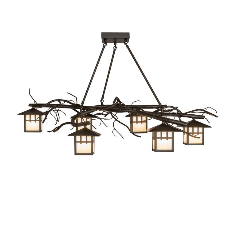 Winter Solstice Pine Branch 6-Light Oil Rubbed Bronze Chandelier