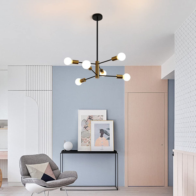 Black and Gold 6-Light Sputnik Chandelier