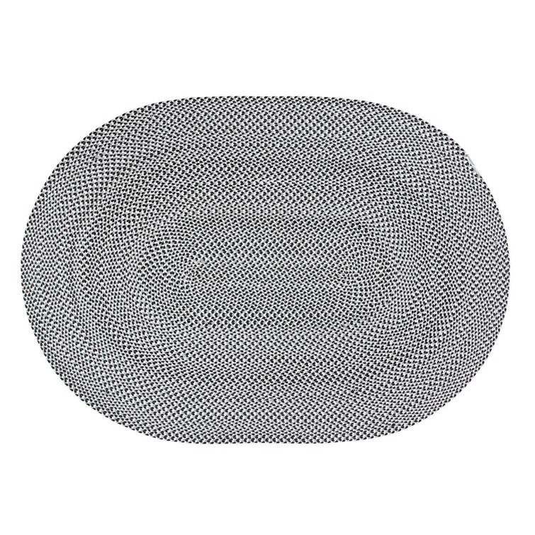 Handmade Oval Black and White Cotton Braided Area Rug