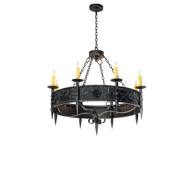 Antique Iron 8-Light Wrought Iron Candle Chandelier