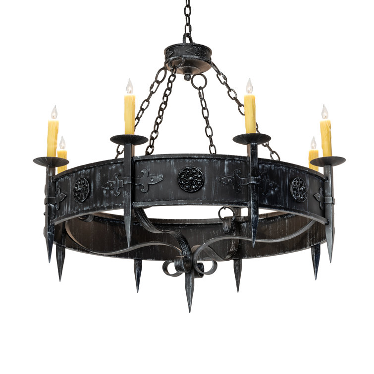 Antique Iron 8-Light Wrought Iron Candle Chandelier