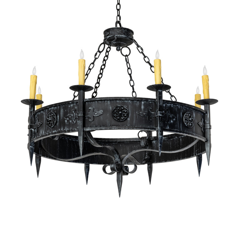 Antique Iron 8-Light Wrought Iron Candle Chandelier