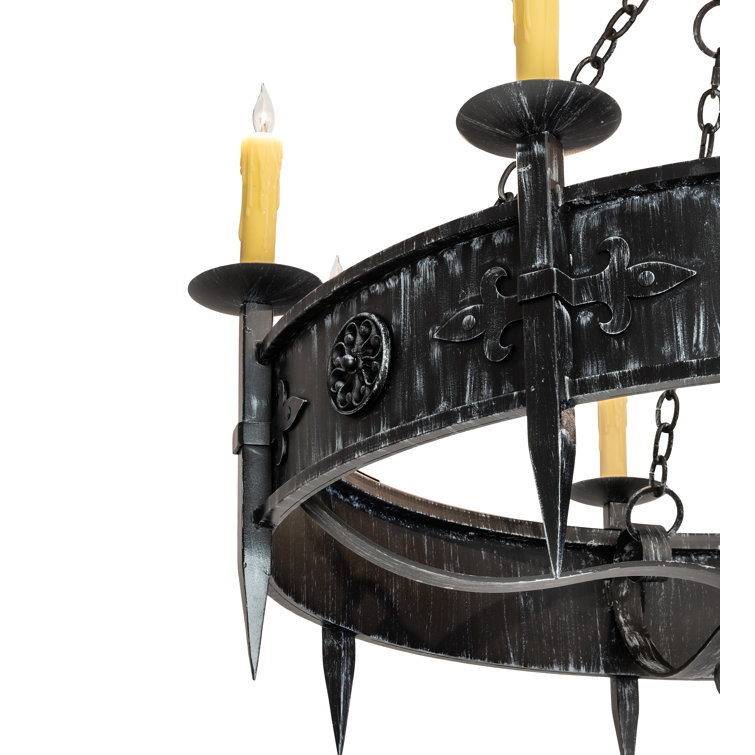 Antique Iron 8-Light Wrought Iron Candle Chandelier