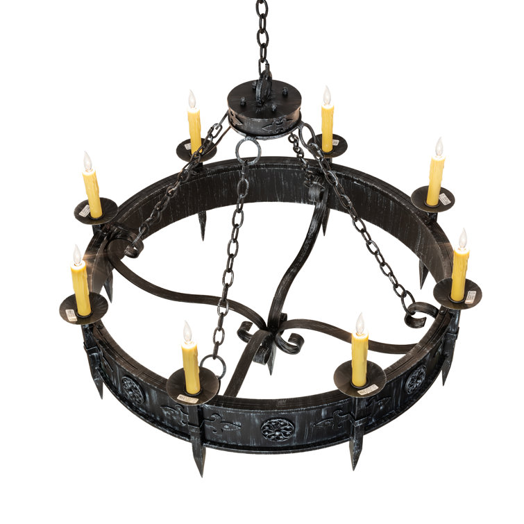 Antique Iron 8-Light Wrought Iron Candle Chandelier