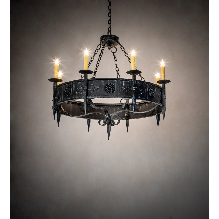 Antique Iron 8-Light Wrought Iron Candle Chandelier