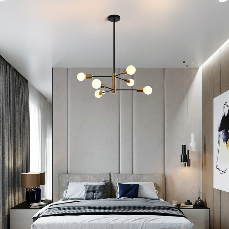 Black and Gold 6-Light Sputnik Chandelier