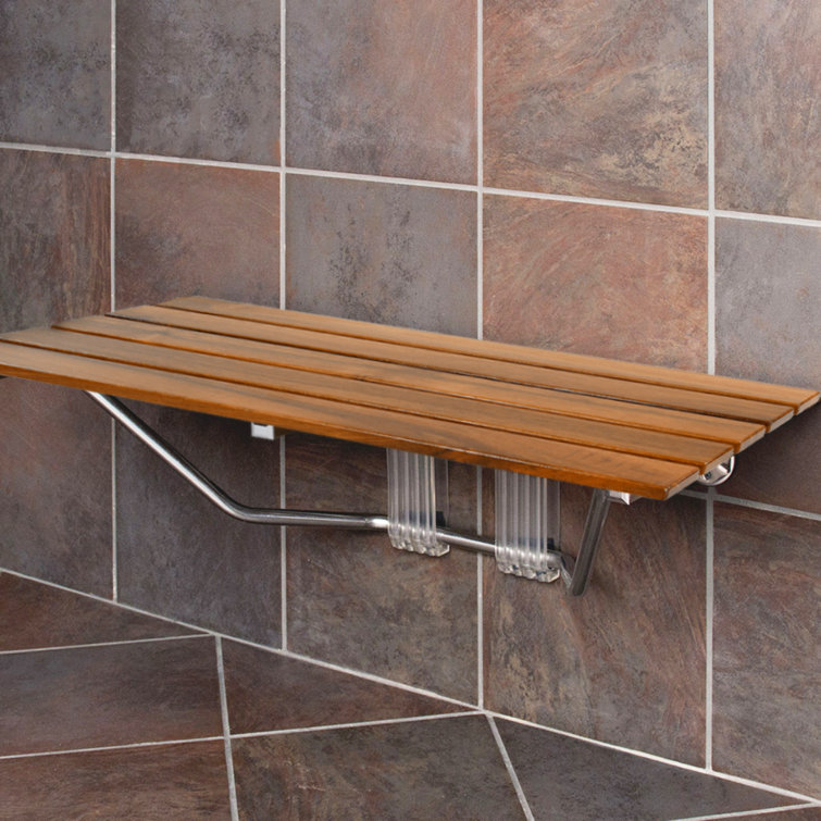 36" ADA Compliant Teak Wood Folding Shower Seat Bench