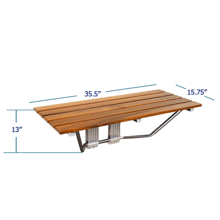 36" ADA Compliant Teak Wood Folding Shower Seat Bench