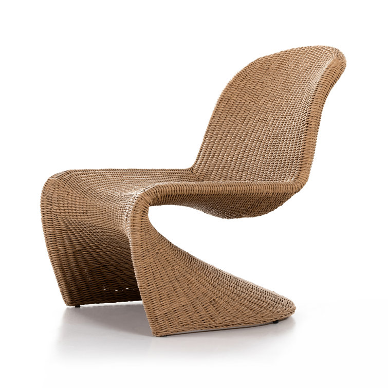Sleek Vintage Natural Wicker 28" Outdoor Accent Chair