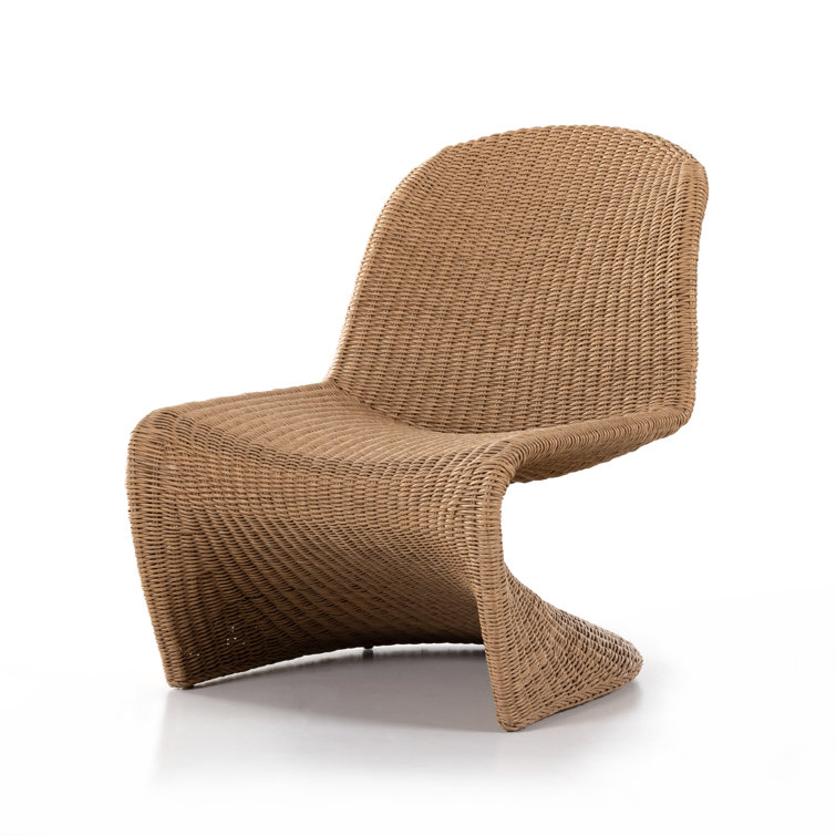 Sleek Vintage Natural Wicker 28" Outdoor Accent Chair