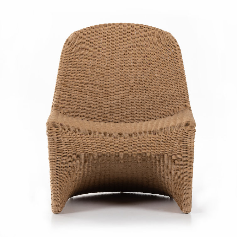 Sleek Vintage Natural Wicker 28" Outdoor Accent Chair