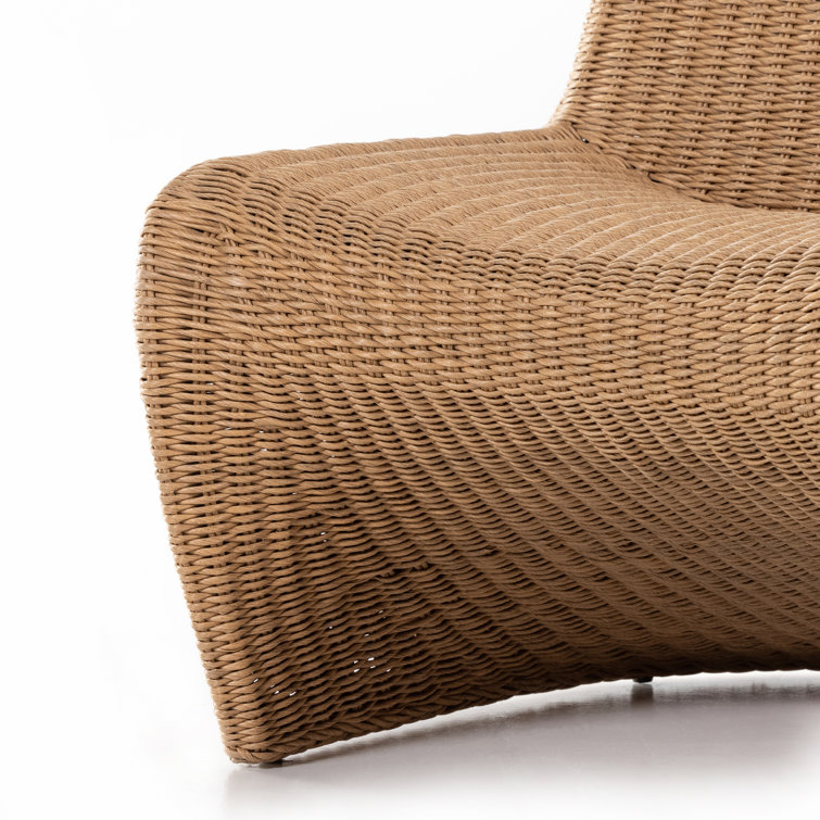 Sleek Vintage Natural Wicker 28" Outdoor Accent Chair