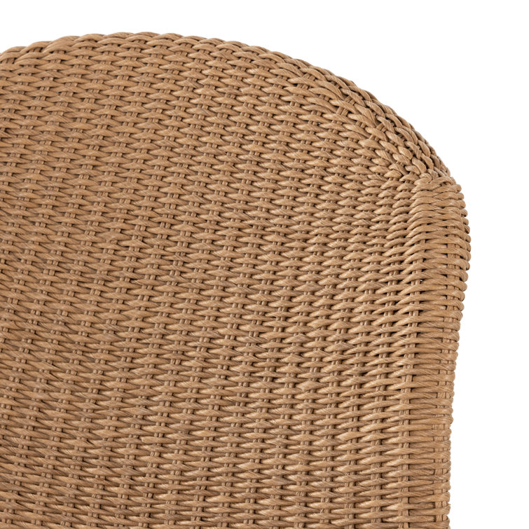 Sleek Vintage Natural Wicker 28" Outdoor Accent Chair