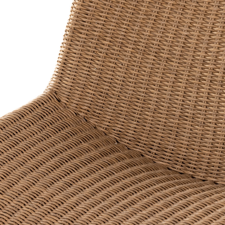 Sleek Vintage Natural Wicker 28" Outdoor Accent Chair